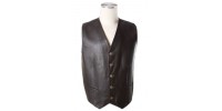 Semi-adjusted lambskin leather waistcoat